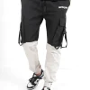 Pantalon Cargo Bicolore Sangles Noir