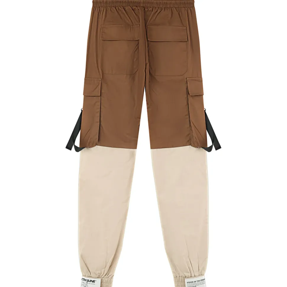 Pantalon Cargo Bicolore Sangles Marron