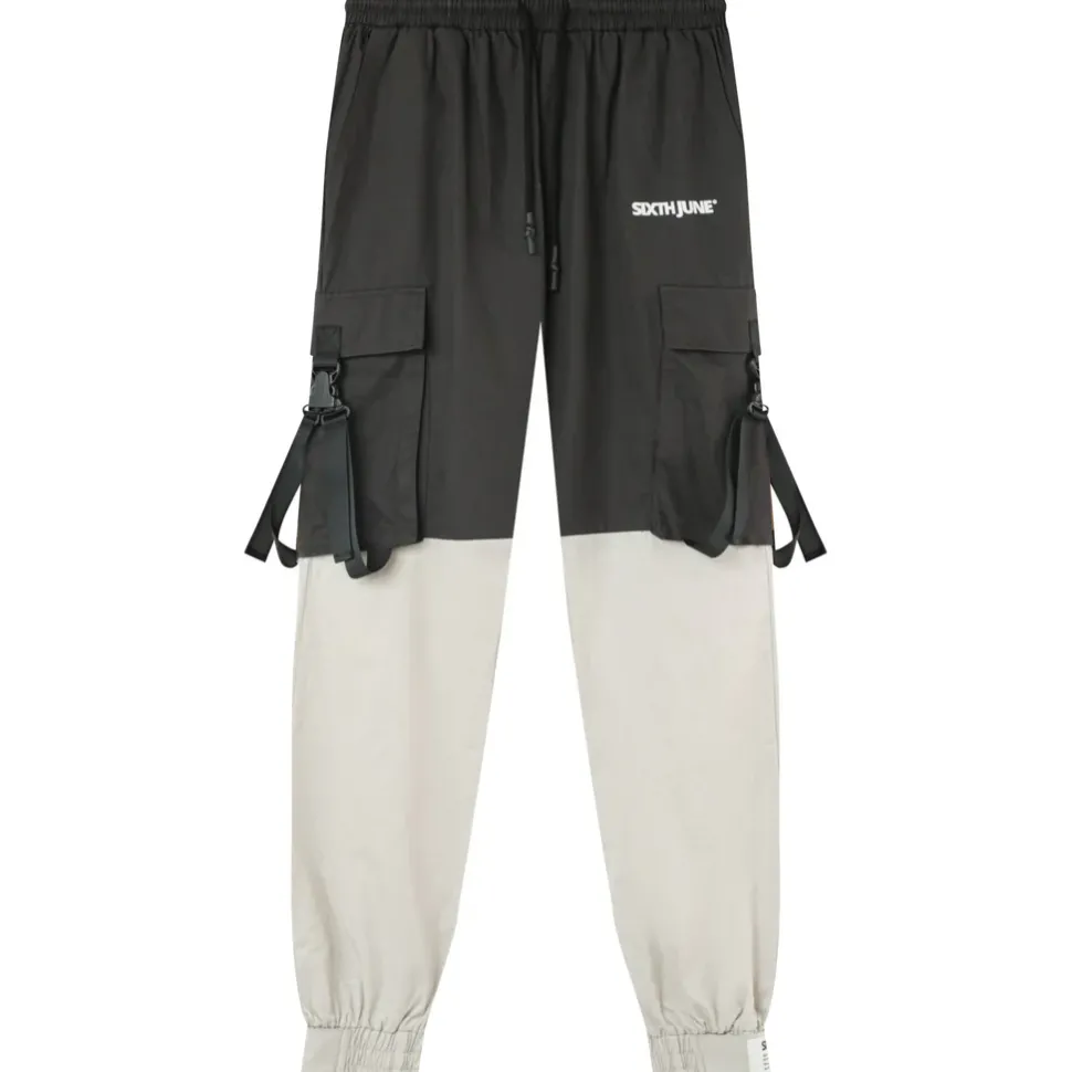 Pantalon Cargo Bicolore Sangles Noir
