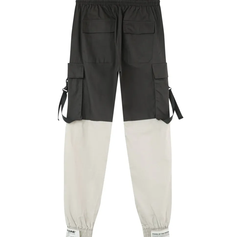 Pantalon Cargo Bicolore Sangles Noir