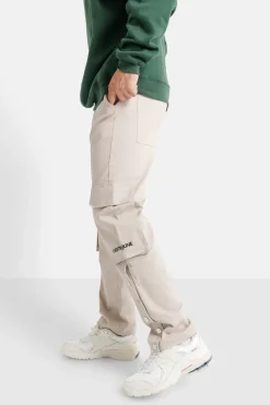 Pantalon Cargo Boutons Chevilles Beige