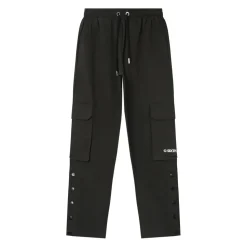 Pantalon Cargo Boutons Chevilles Gris Fonce