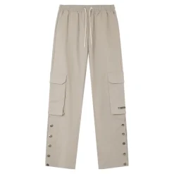 Pantalon Cargo Boutons Chevilles Beige