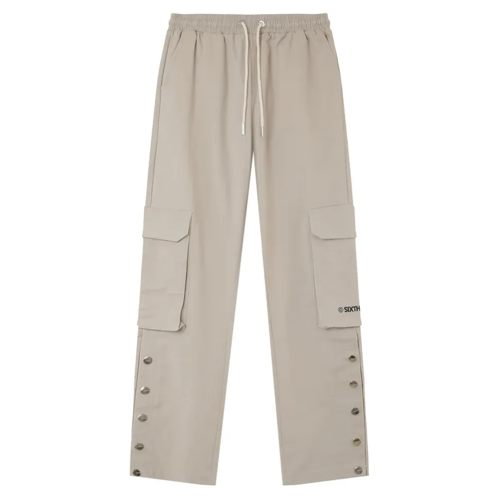 Pantalon Cargo Boutons Chevilles Beige