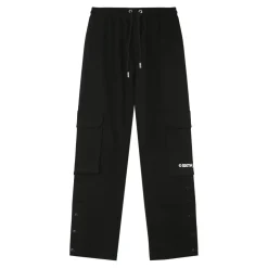 Pantalon Cargo Boutons Chevilles Noir