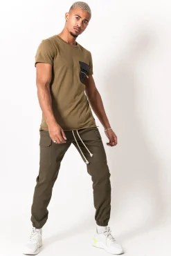 Pantalon Cargo Cordons Vert Kaki