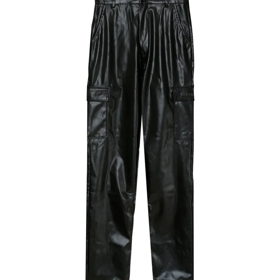 Pantalon Cargo Droit Simili Cuir