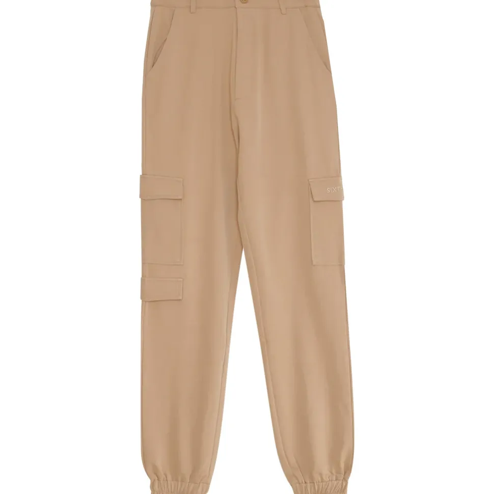 Pantalon Cargo Logo Brode Beige