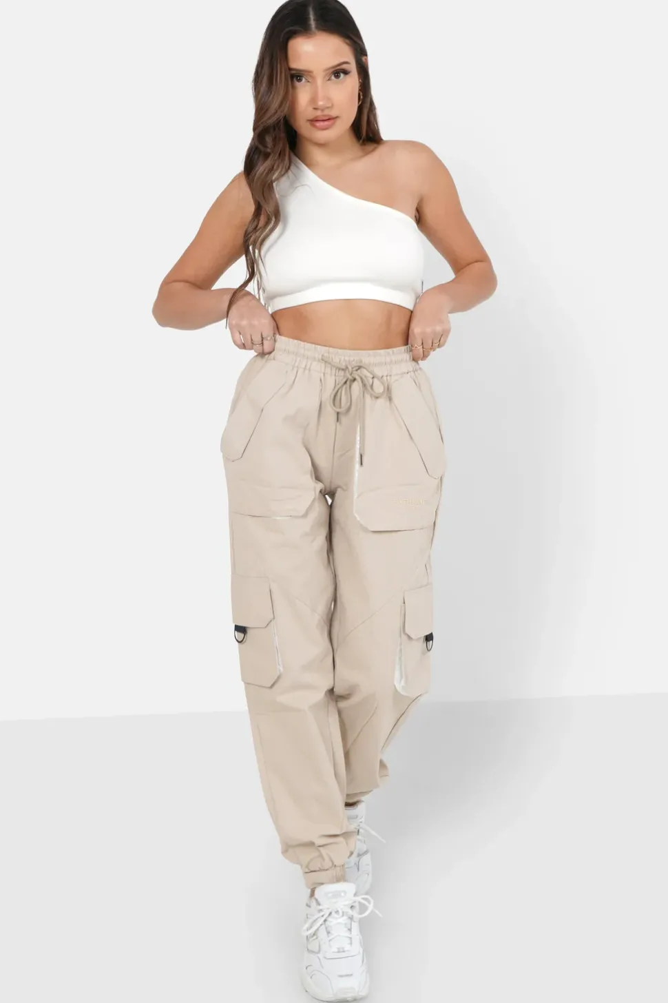 Pantalon Cargo Logo Large Beige