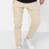 Pantalon Cargo Poches Avant Beige