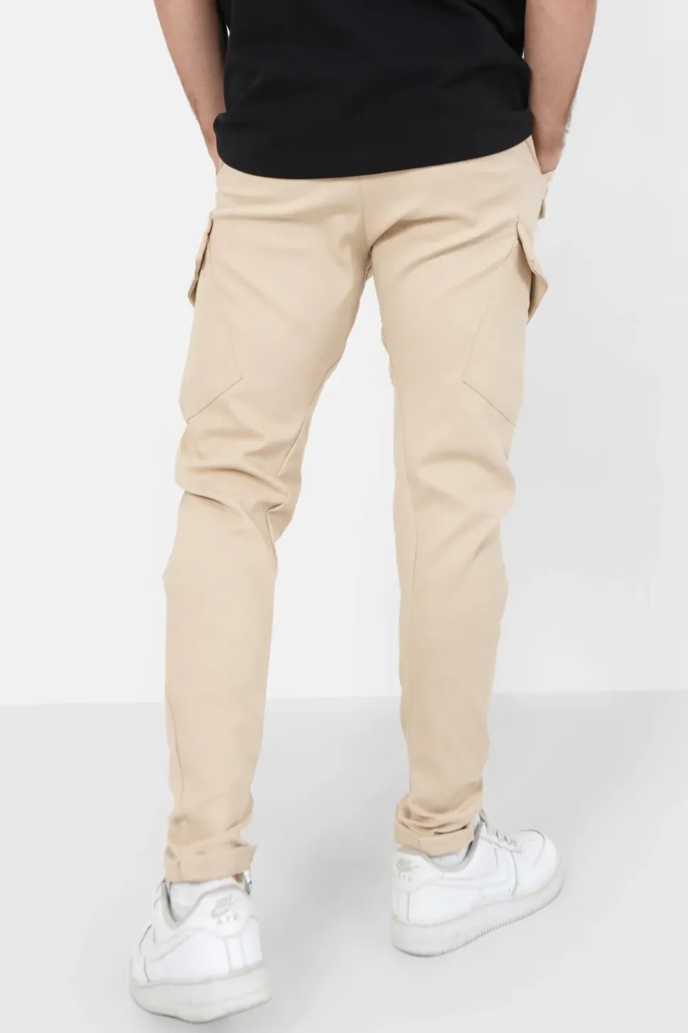 Pantalon Cargo Poches Avant Beige