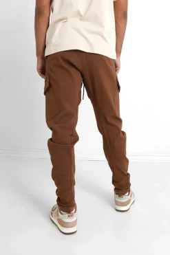 Pantalon Cargo Poches Avant Marron Fonce