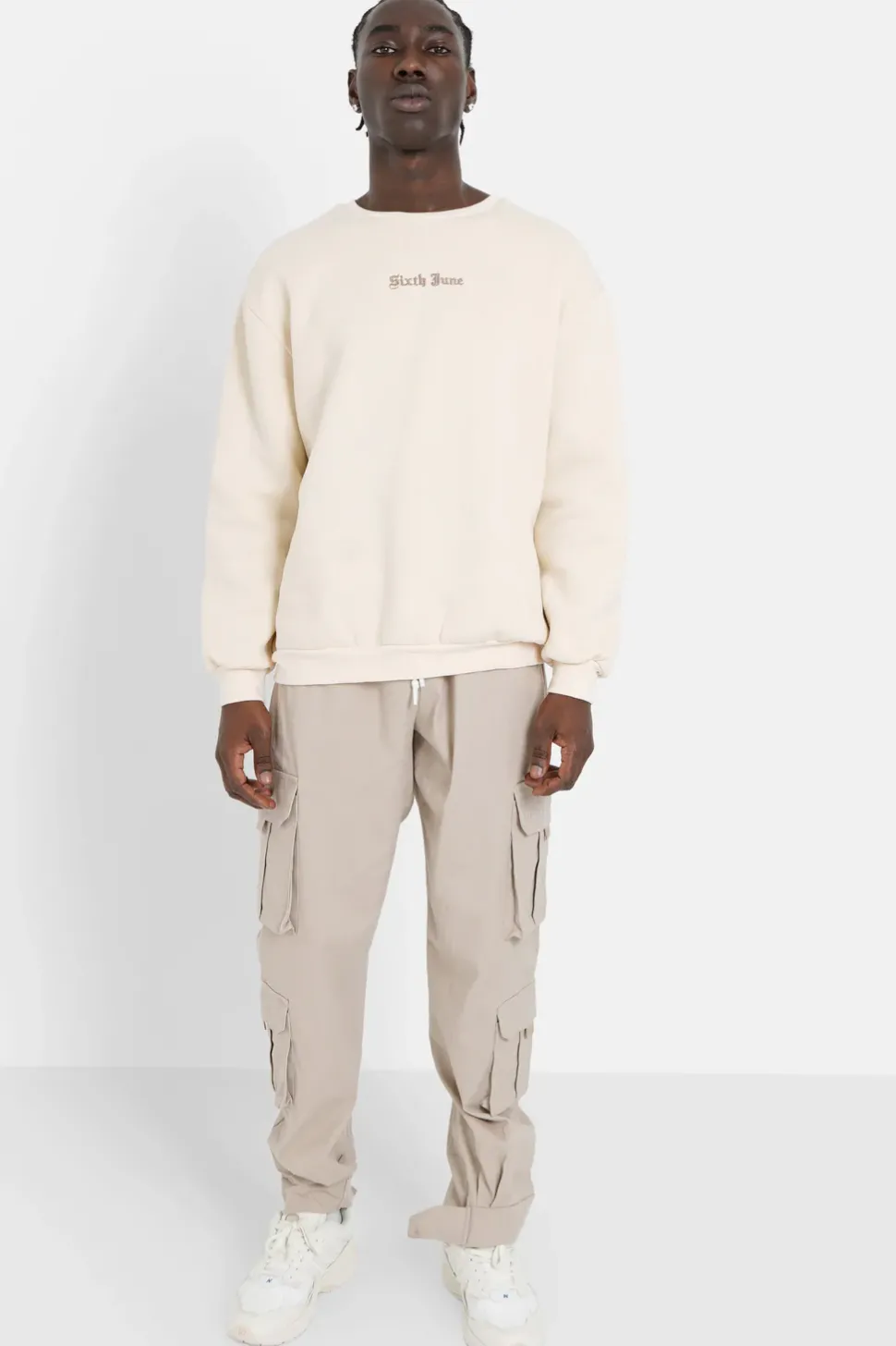 Pantalon Cargo Poches Scratch Beige Clair
