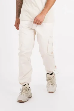Pantalon Cargo Poches Zip Beige Clair