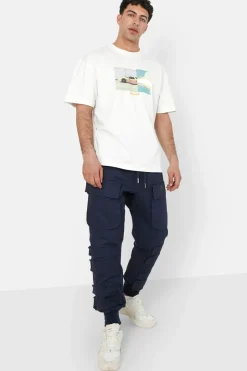 Pantalon Cargo Tactique Large Bleu Fonce