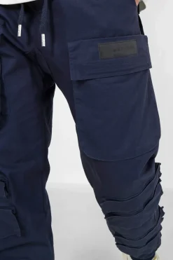 Pantalon Cargo Tactique Large Bleu Fonce
