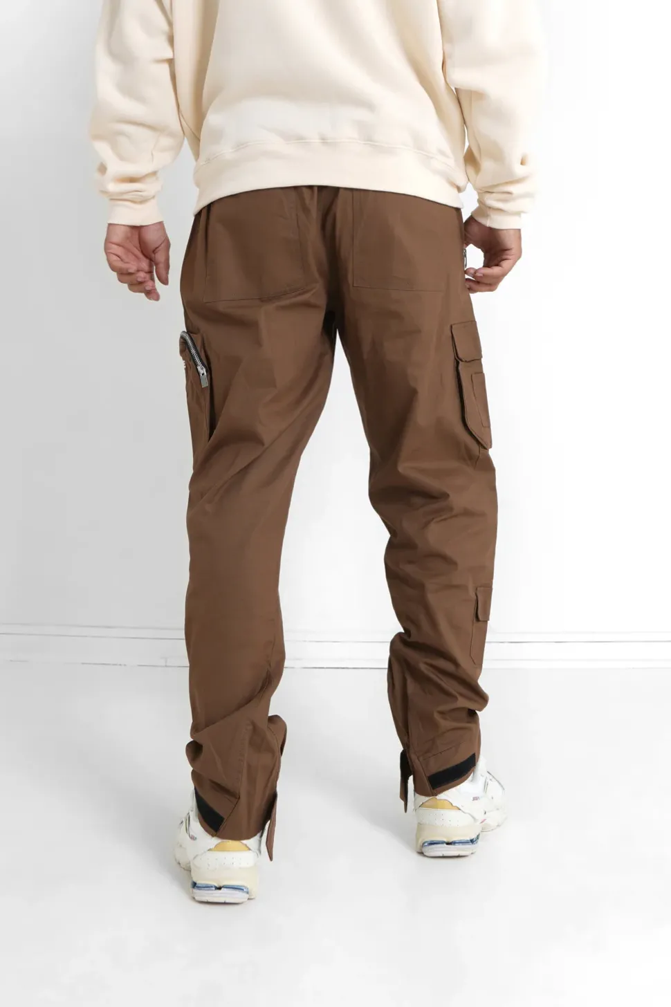 Pantalon Cargo Zip Marron Fonce