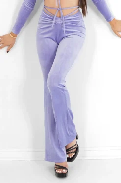 Pantalon Cordons Velours Cotele Violet
