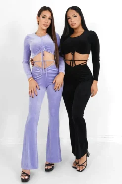 Pantalon Cordons Velours Cotele Violet
