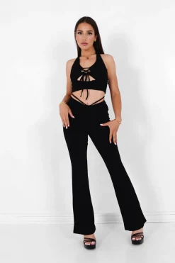 Pantalon Cotele Cordons Noir