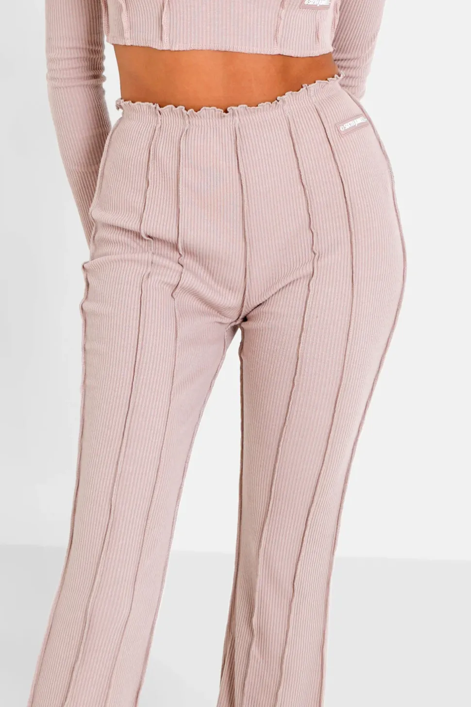 Pantalon Couture Surfilee Rose Clair
