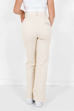 Pantalon Droit Fentes Blanc