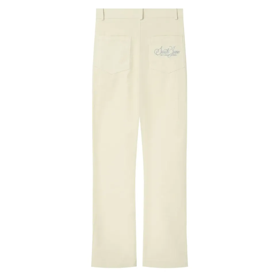 Pantalon Droit Fentes Blanc