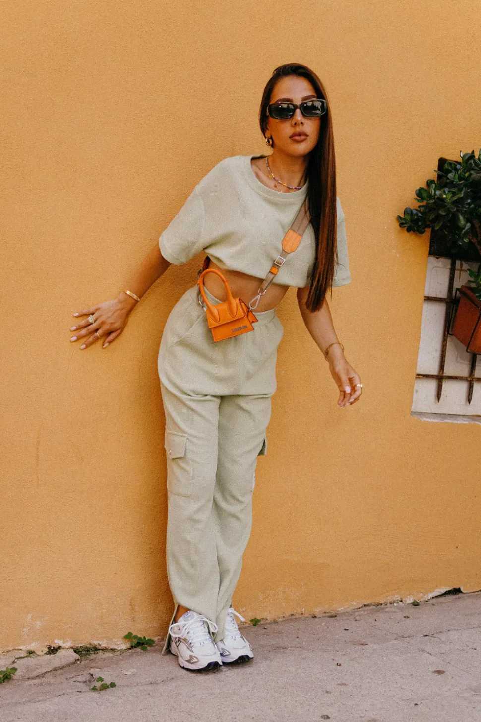 Pantalon Droit Gaufre Vert Clair