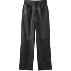 Pantalon Droit Simili Cuir Noir