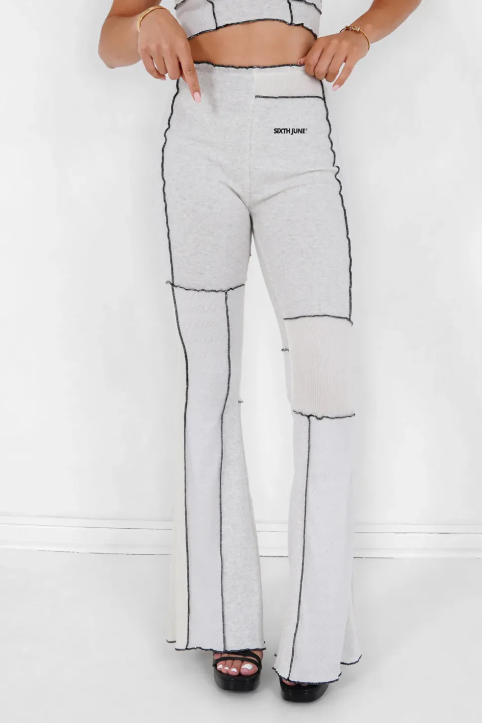 Pantalon Flare Multi Tissus Blanc