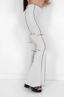 Pantalon Flare Multi Tissus Blanc
