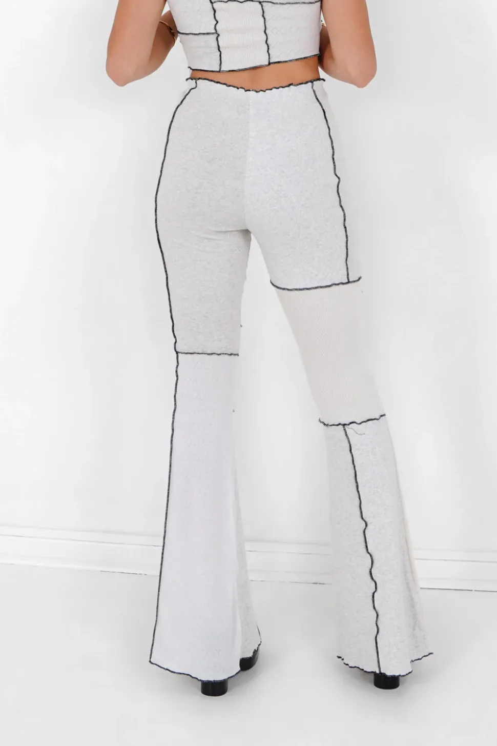 Pantalon Flare Multi Tissus Blanc