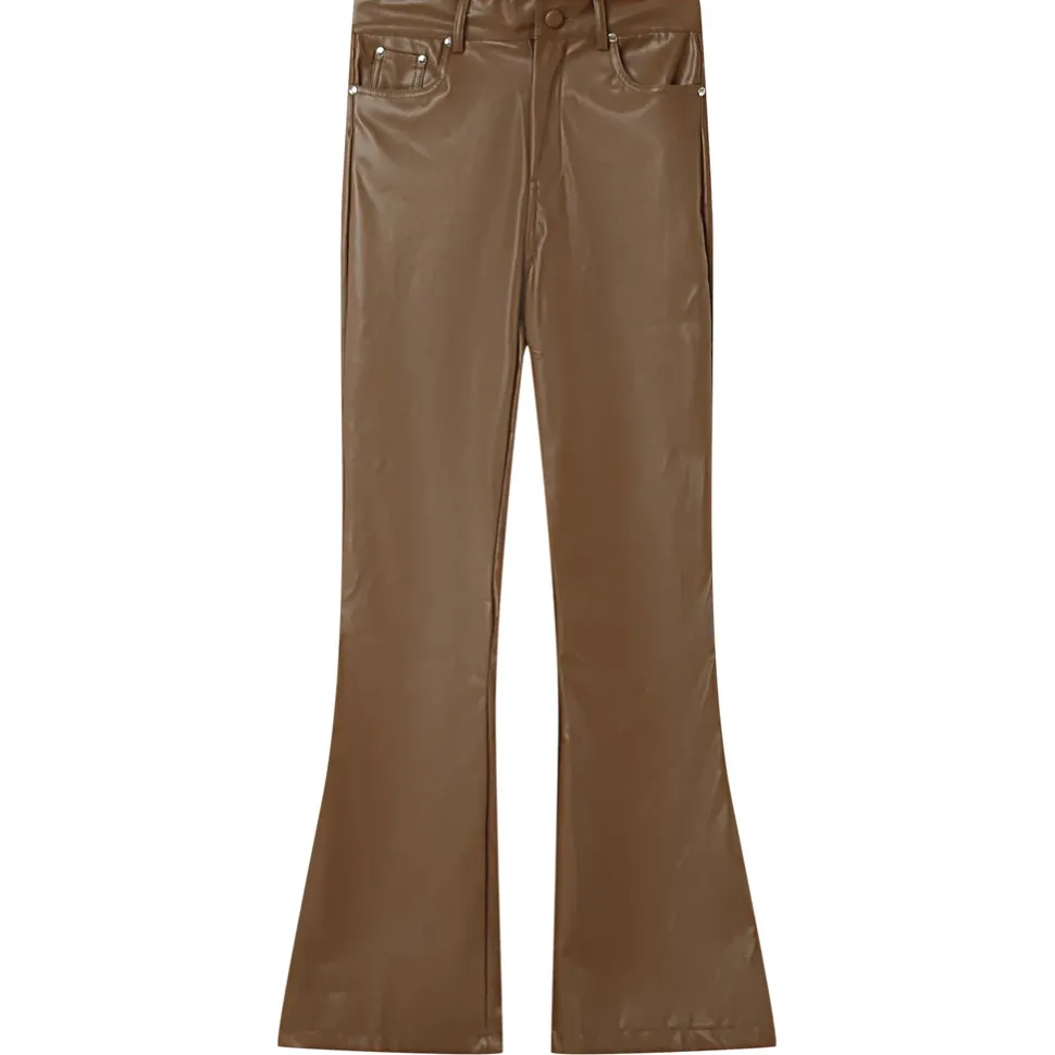 Pantalon Flare Simili Cuir Marron