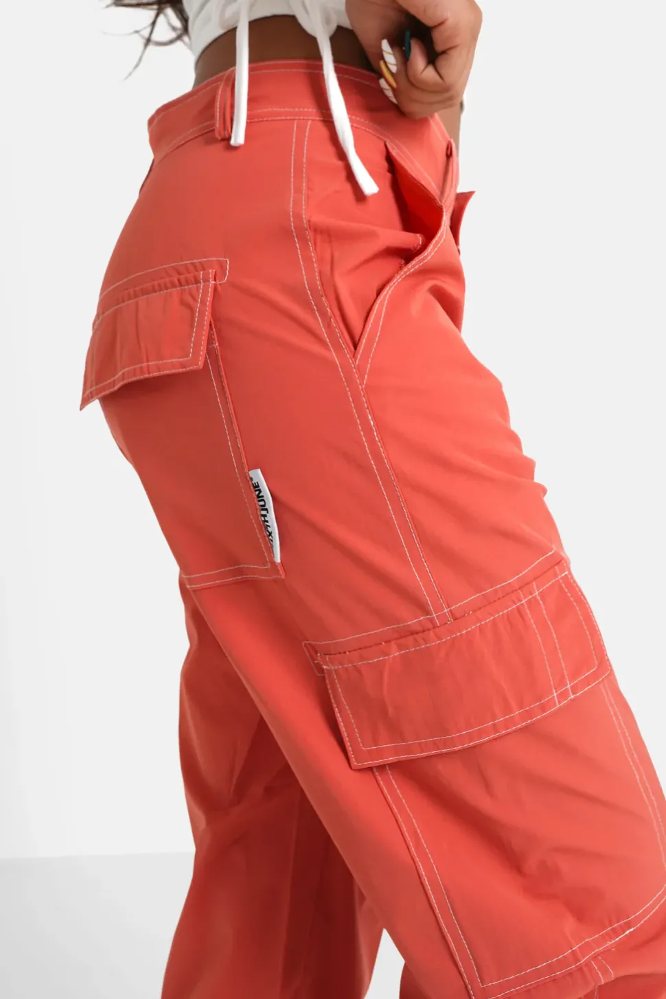 Pantalon Fluide Cargo Rose Fonce