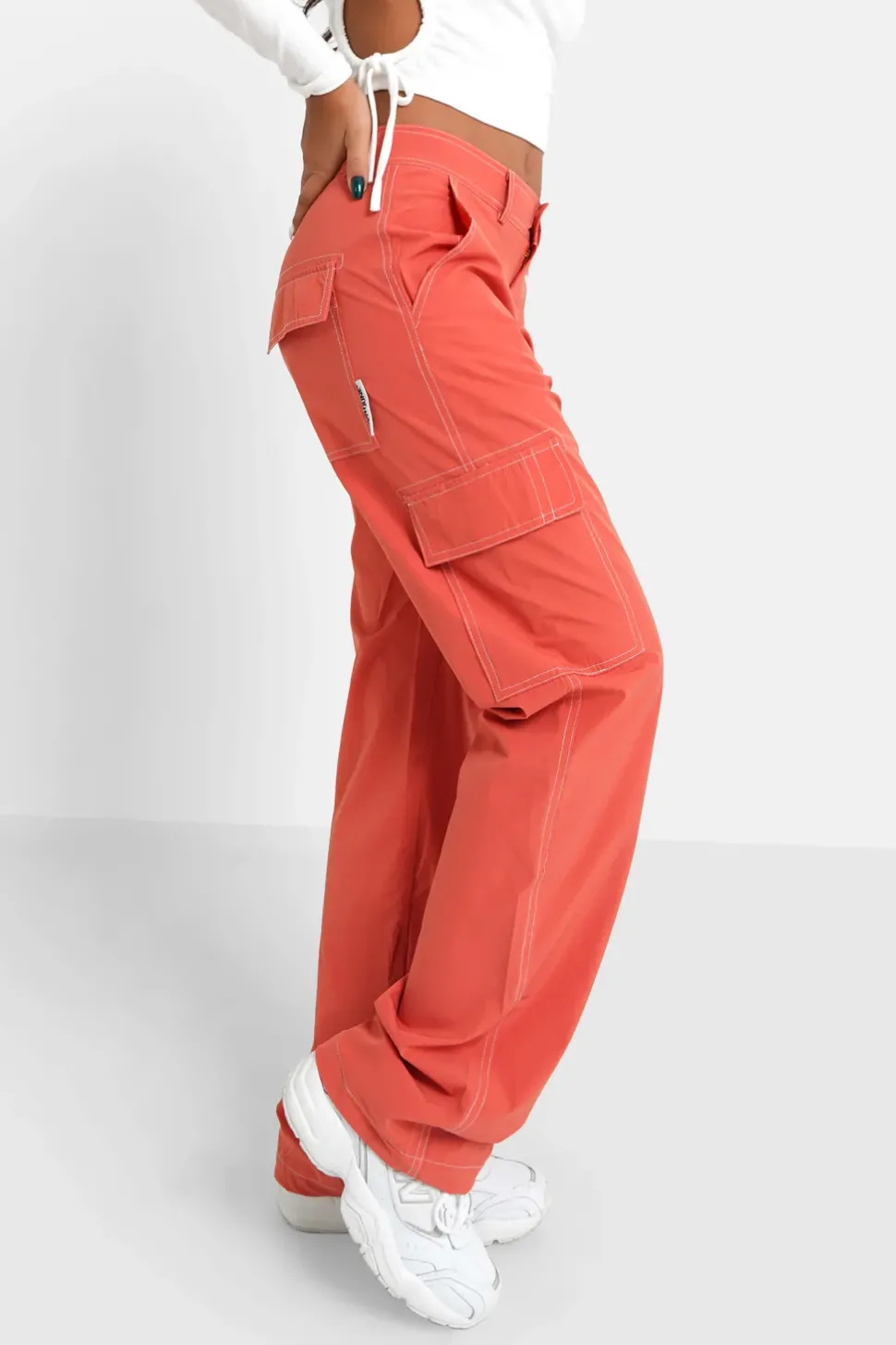 Pantalon Fluide Cargo Rose Fonce