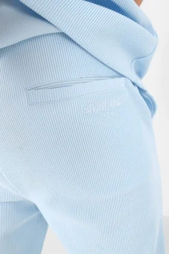Pantalon Fluide Plisse Bleu Clair