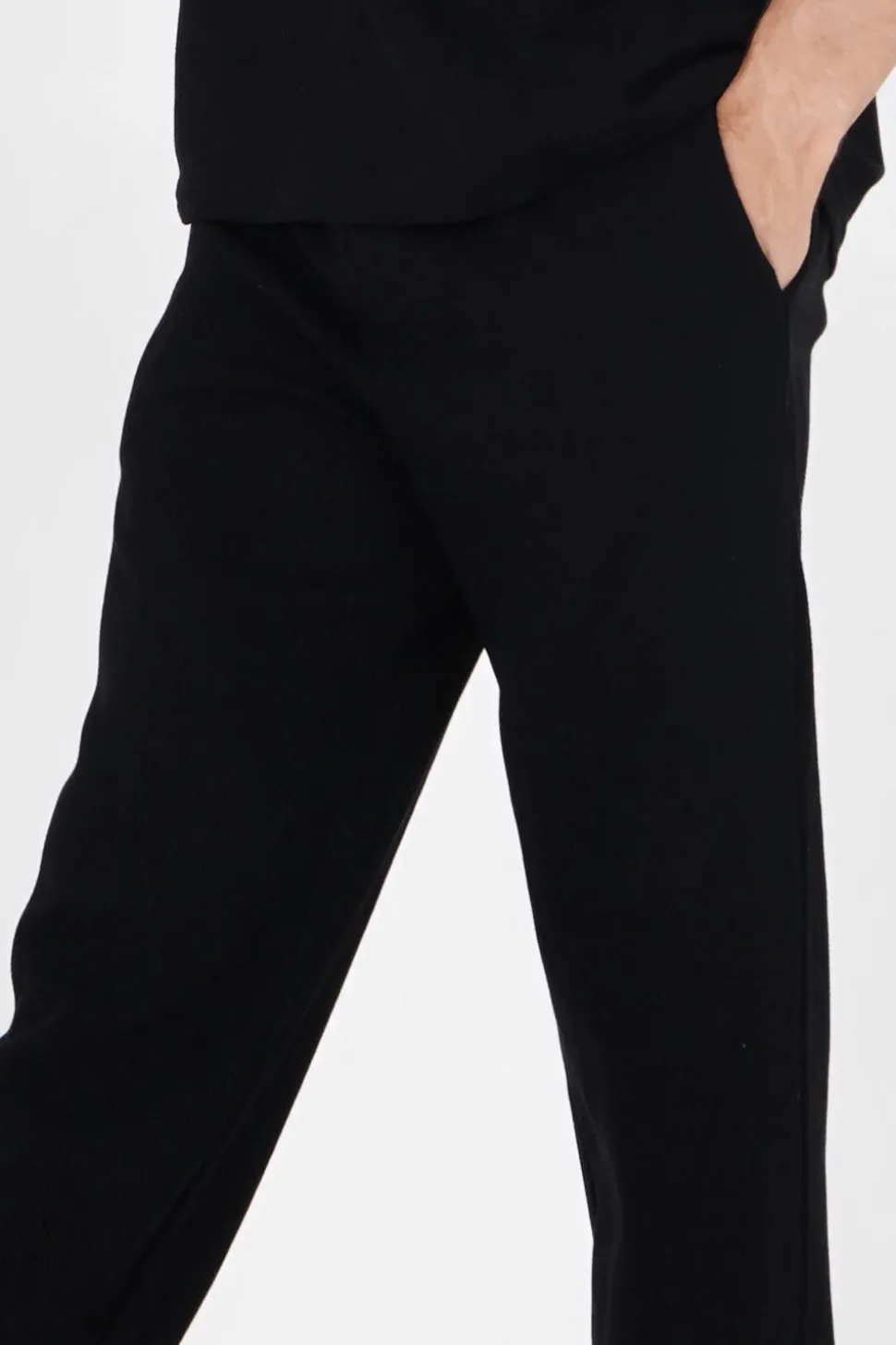 Pantalon Gaufre Droit Noir