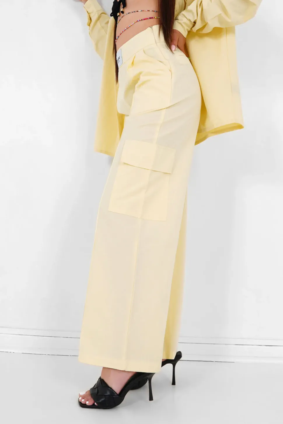 Pantalon Jambes Larges Logo Jaune