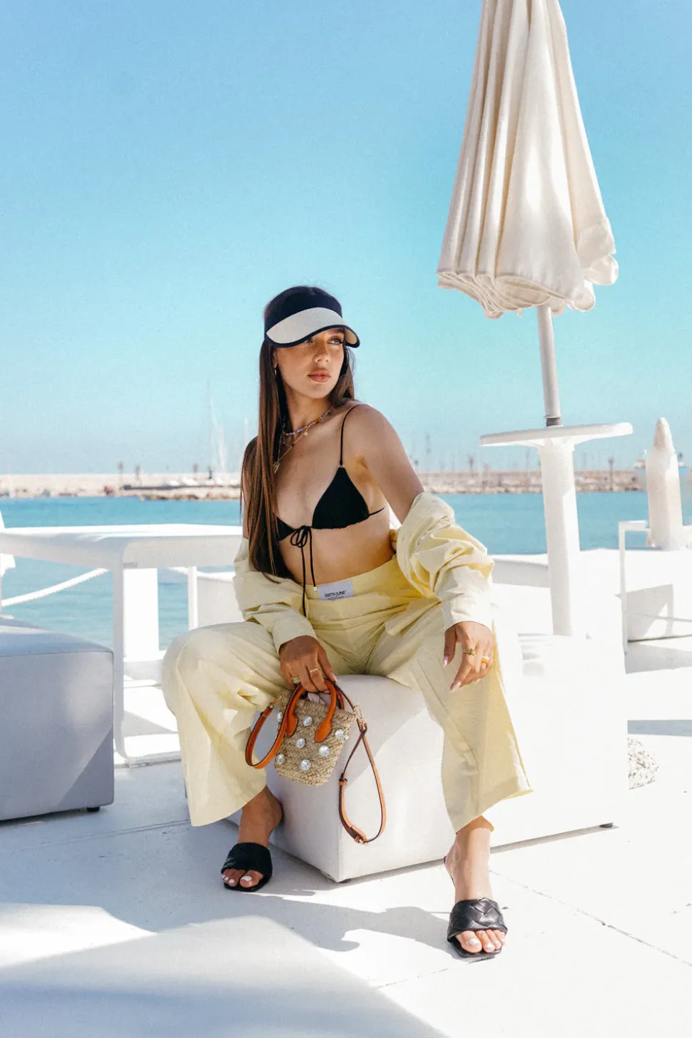 Pantalon Jambes Larges Logo Jaune