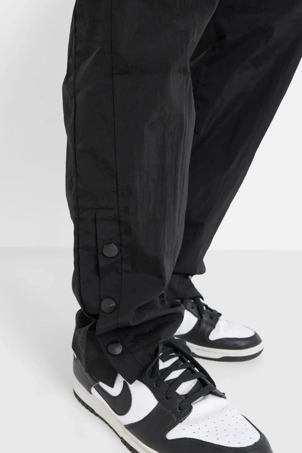 Pantalon Leger Boutons Broderie Noir