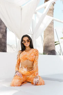 Pantalon Mesh Flare Encre Orange