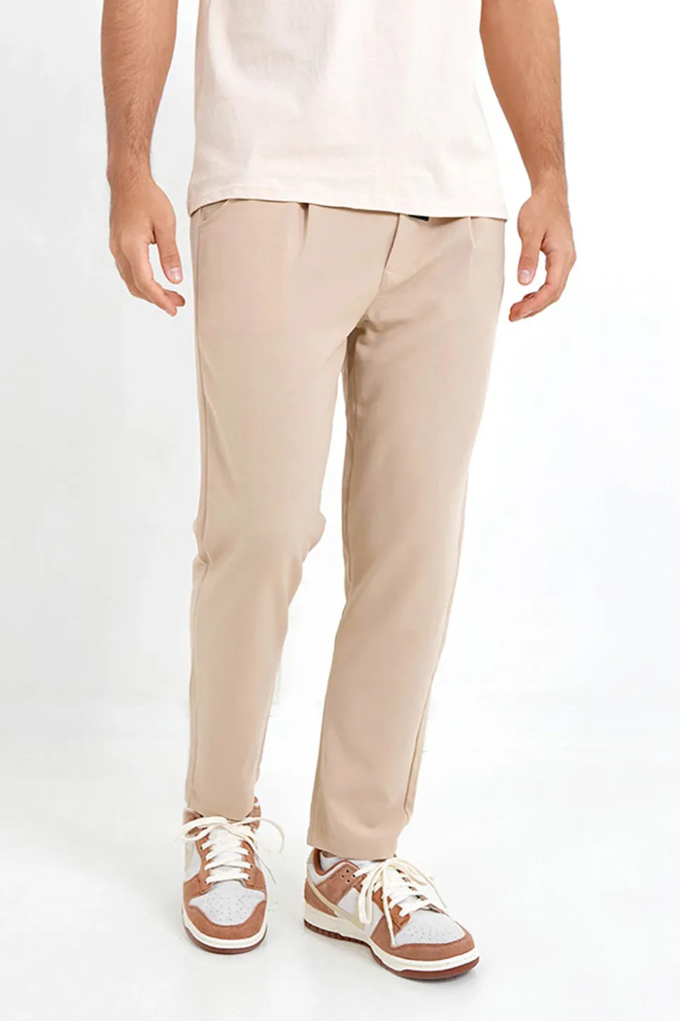 Pantalon Pince Ceinture Beige