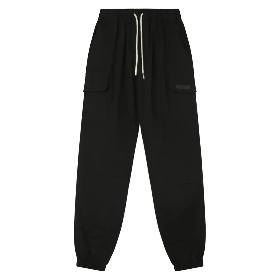 Pantalon Poches Cargo Cordons Noir