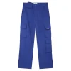 Pantalon Poches Cargo Droit Bleu Fonce