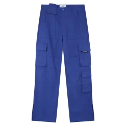 Pantalon Poches Cargo Droit Bleu Fonce