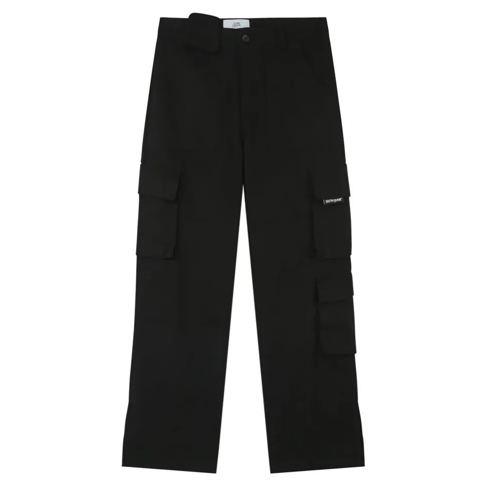 Pantalon Poches Cargo Droit Noir