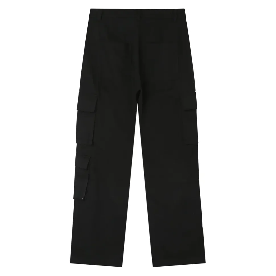 Pantalon Poches Cargo Droit Noir