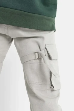 Pantalon Poches Cargo Gris
