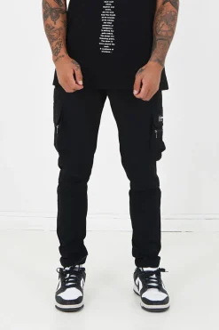Pantalon Poches Cargo Nylon Noir