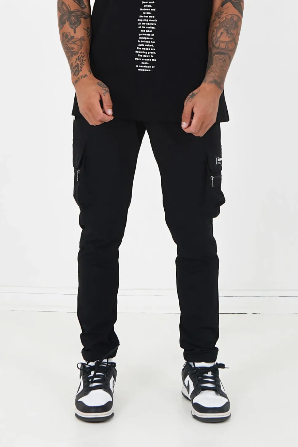 Pantalon Poches Cargo Nylon Noir